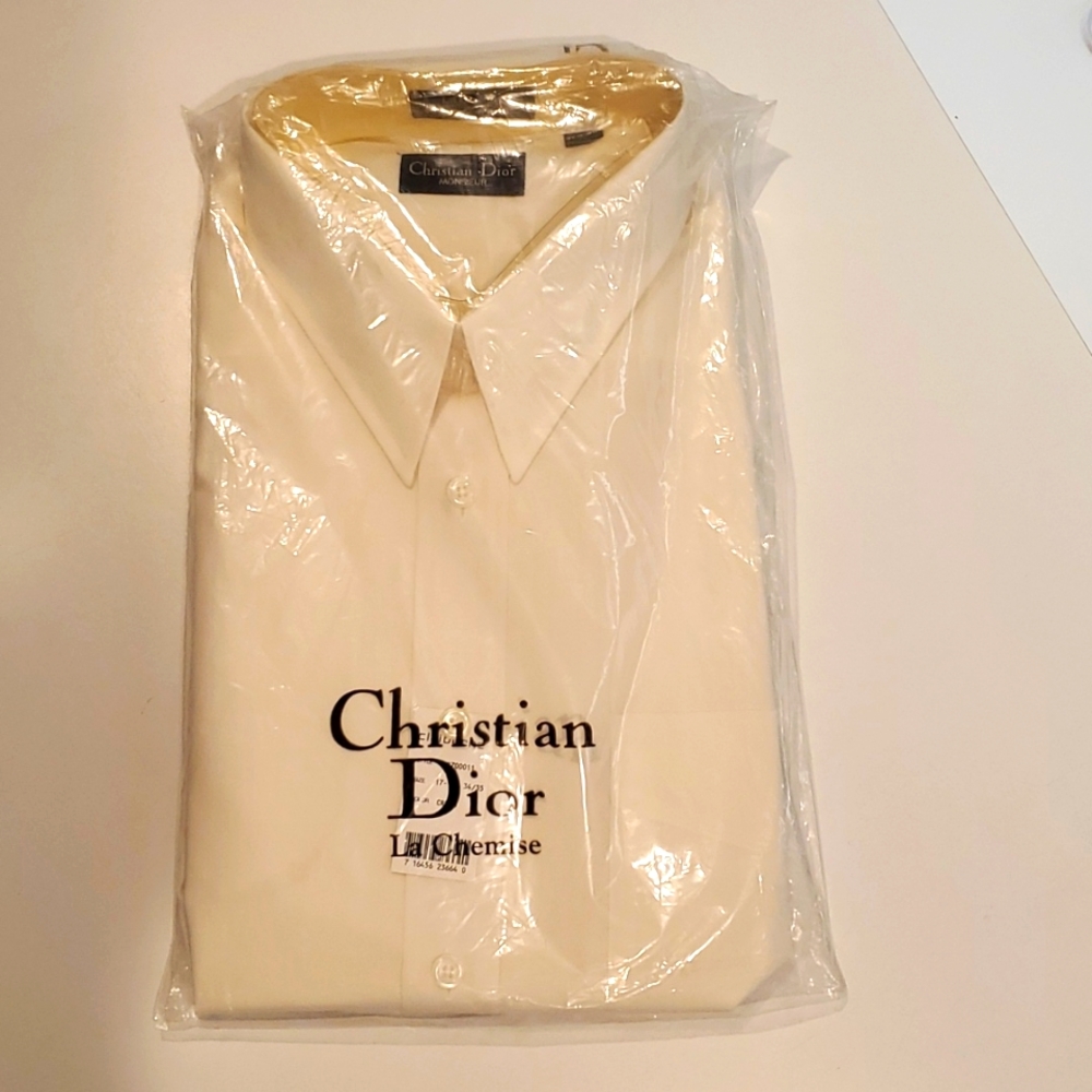 NWT Christian Dior Men's Dress Shirt, Cream
